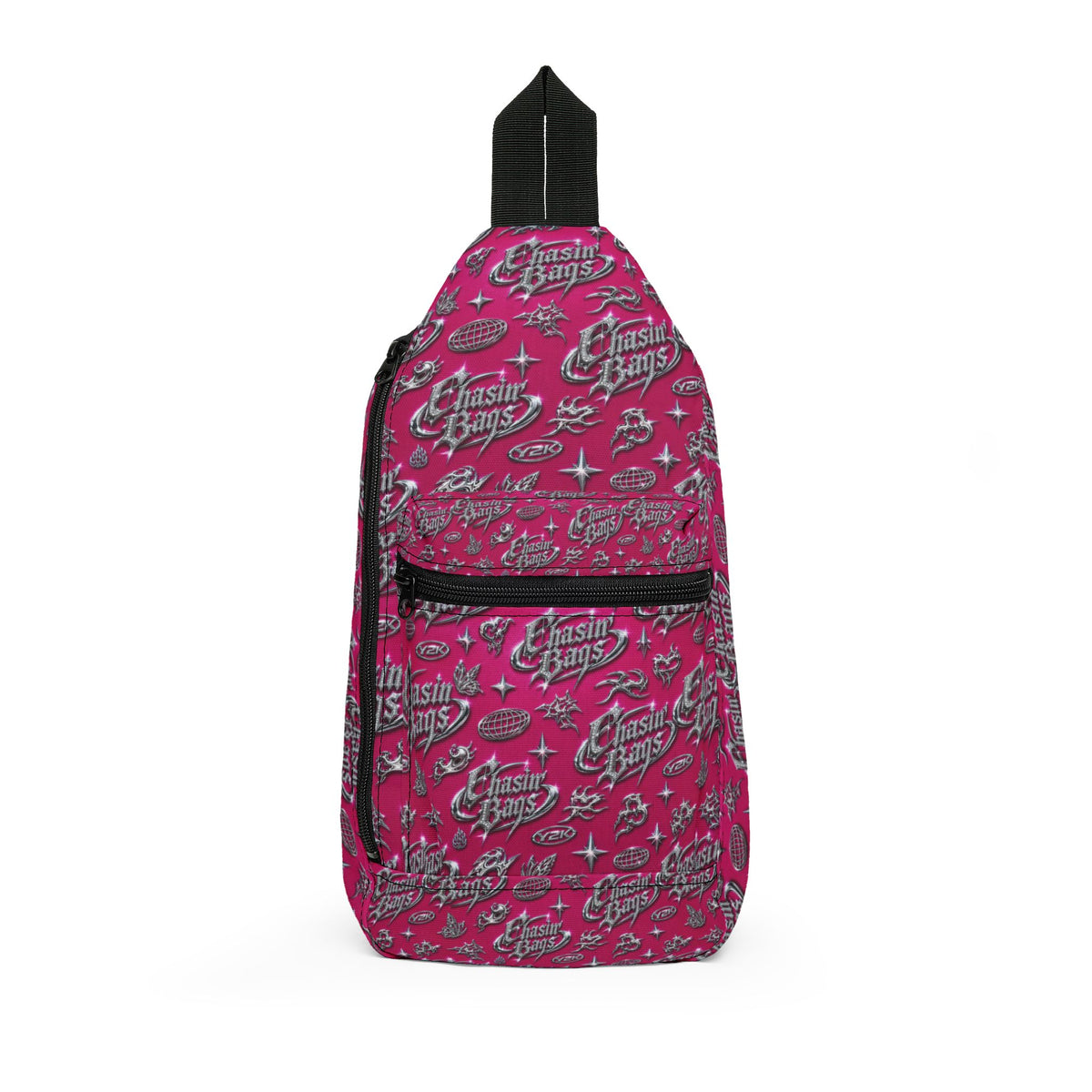 Pink ‘Cruisin’ Boys’ Graphic Sling Bag — Retro Skate Star Hipster Crossbody