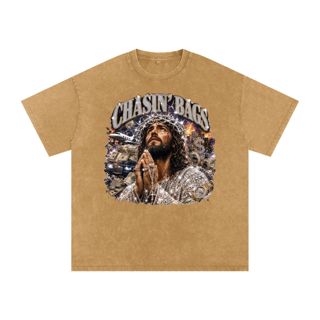 Snow Washed Oversized Cotton T-Shirt