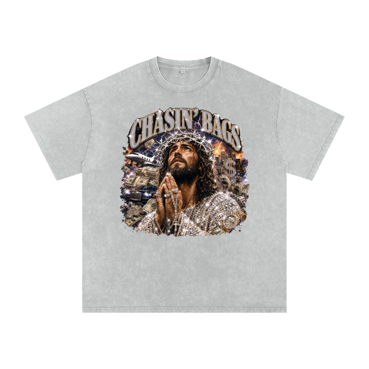Snow Washed Oversized Cotton T-Shirt