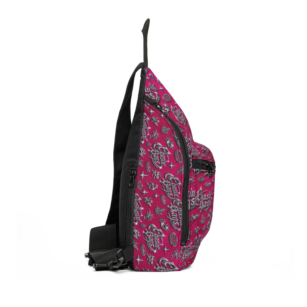 Pink ‘Cruisin’ Boys’ Graphic Sling Bag — Retro Skate Star Hipster Crossbody
