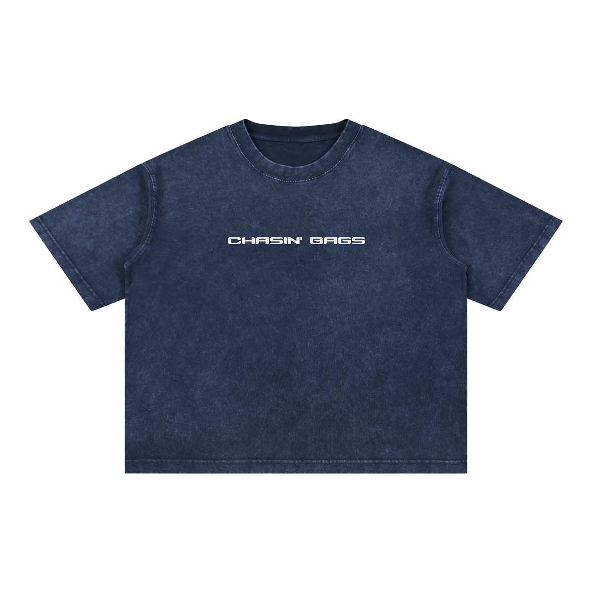 CB WHITE EMBROIDERY on a Mineral Wash Boxy Cotton T-Shirt