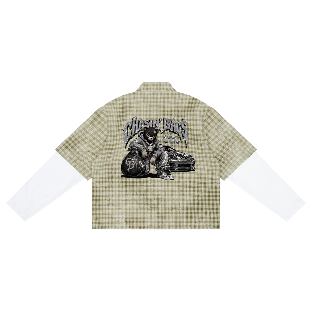 BEARY Unisex Vintage Wash Plaid Short Sleeve Shirt
