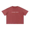 CB WHITE EMBROIDERY on a Mineral Wash Boxy Cotton T-Shirt