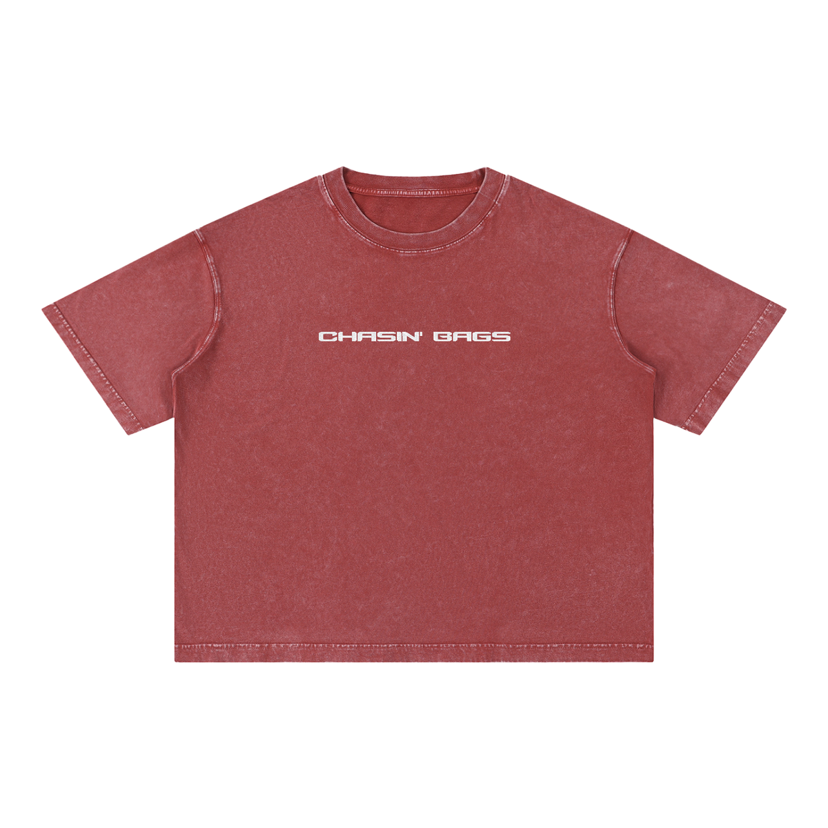 CB WHITE EMBROIDERY on a Mineral Wash Boxy Cotton T-Shirt
