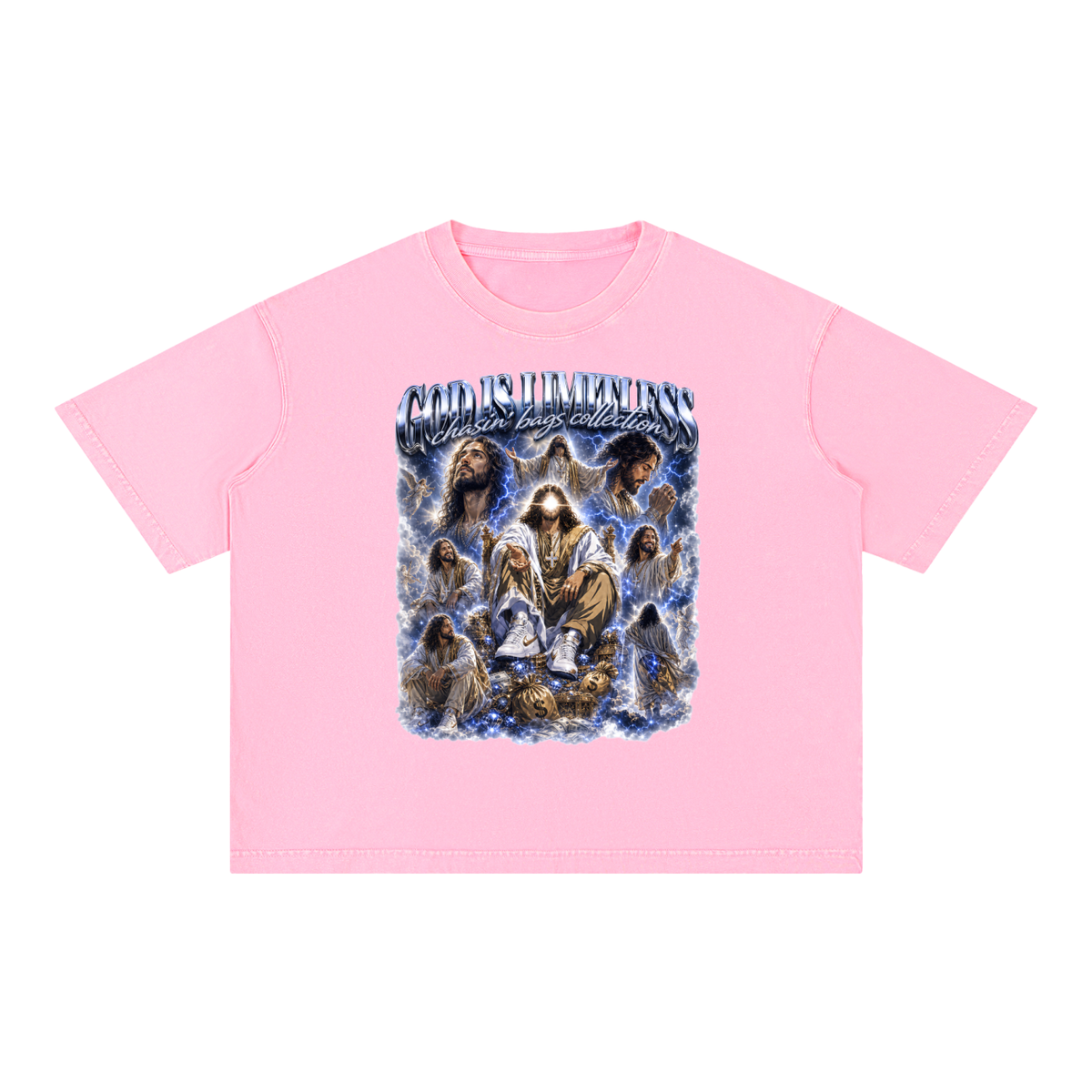JESUS Mineral Wash Boxy Cotton T-Shirt