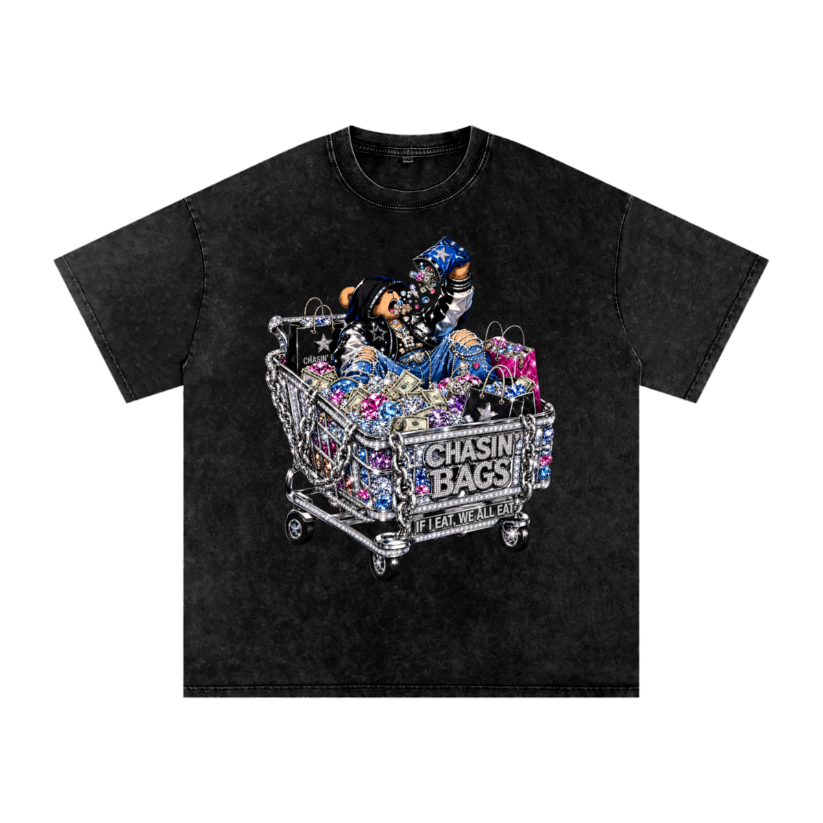 IF I EAT BEARY ON Snow Washed Oversized Cotton T-Shirt