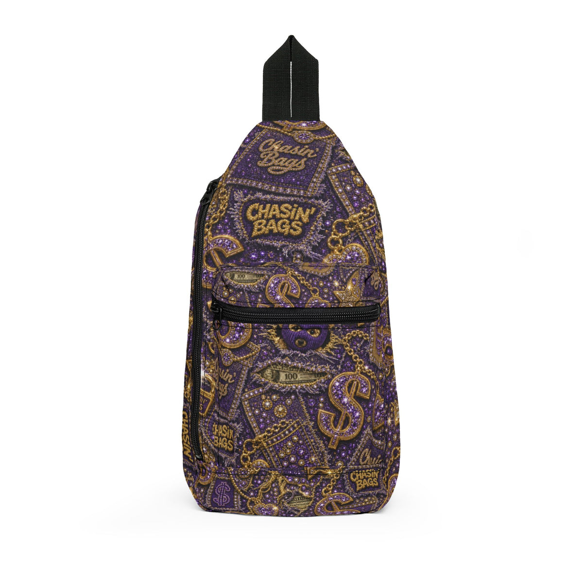 Purple BLING JUNK Sling Bag — Chasin' Bags Patterned Crossbody