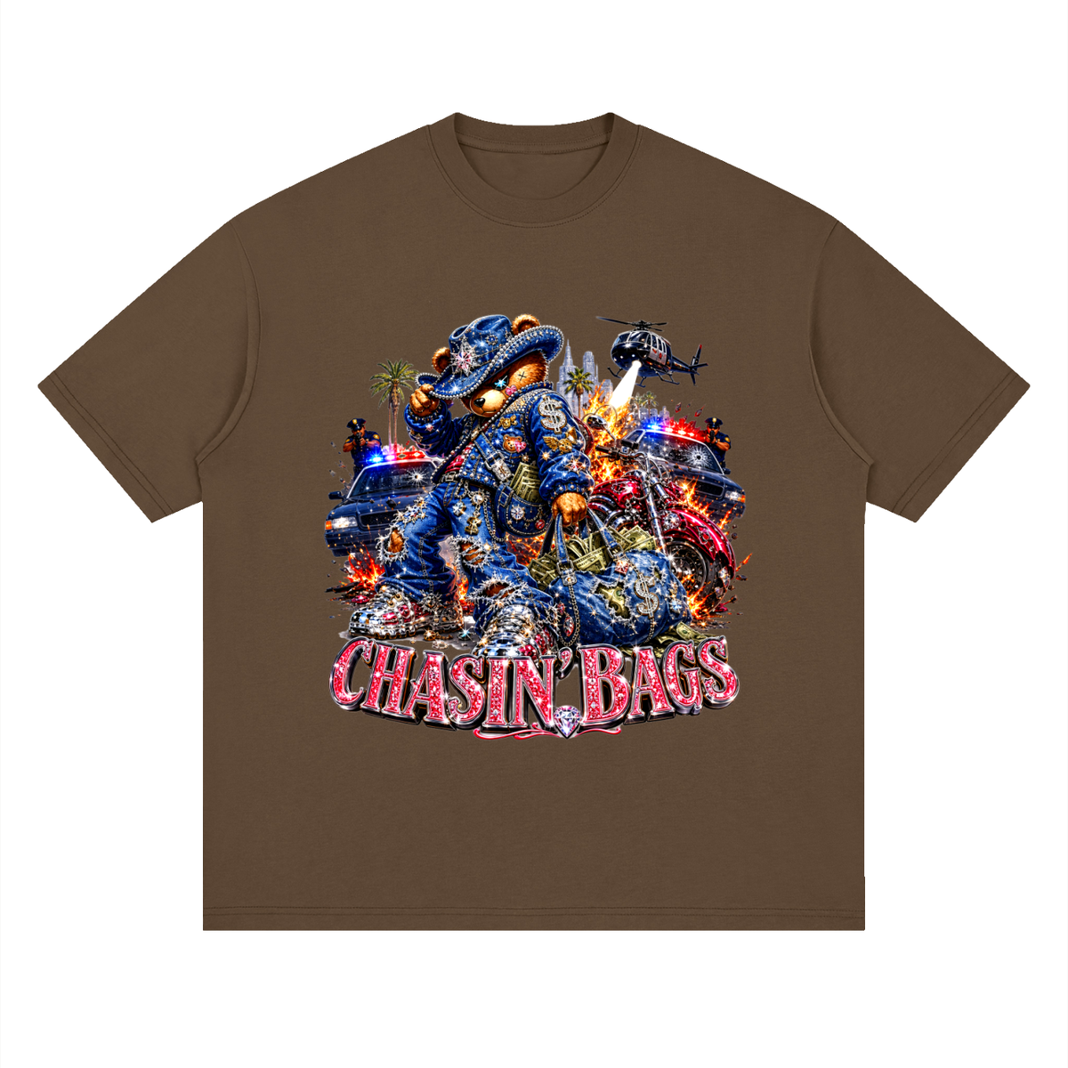 Chaotic cowboy beary Streetwear Loose Drop Shoulder T-Shirt