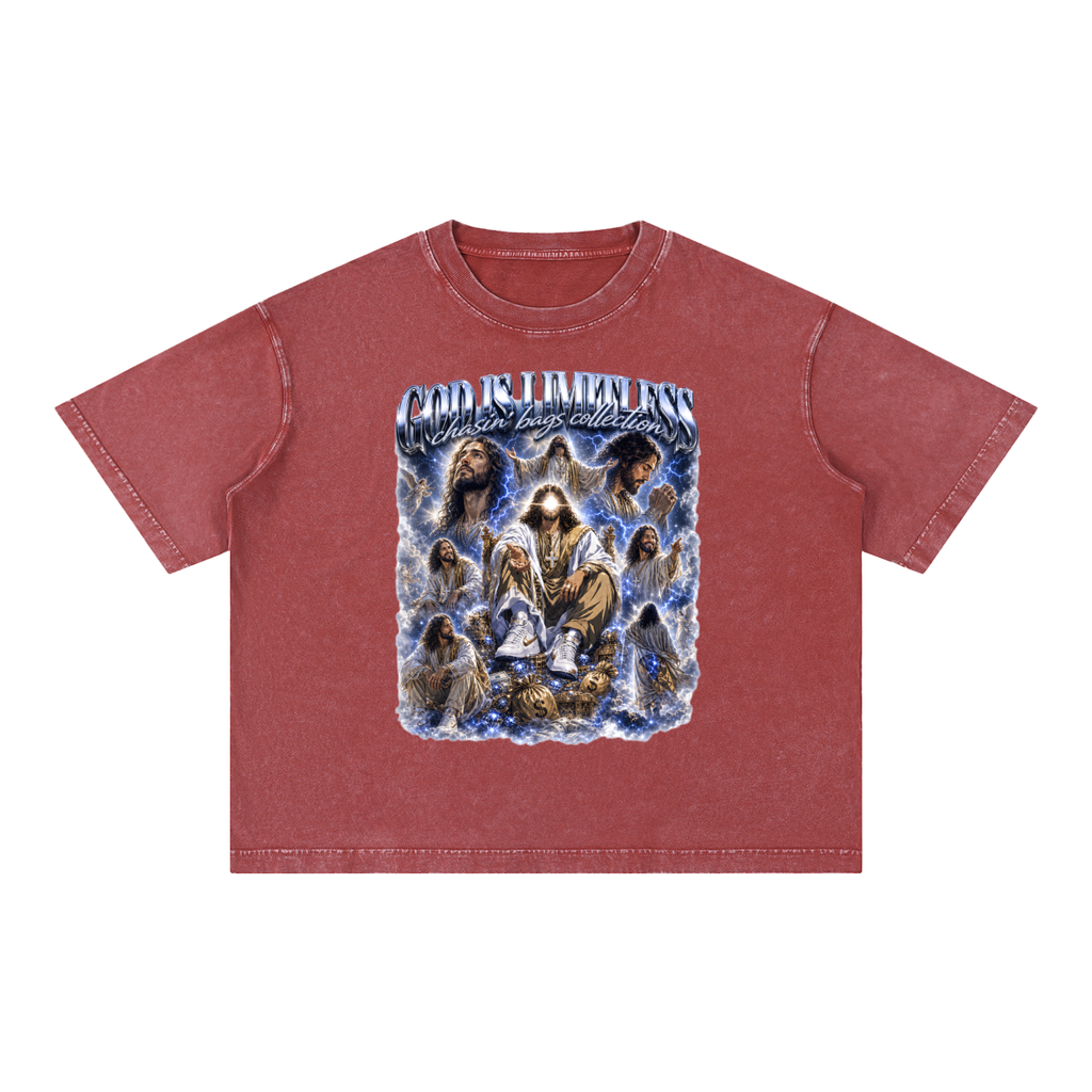 JESUS Mineral Wash Boxy Cotton T-Shirt