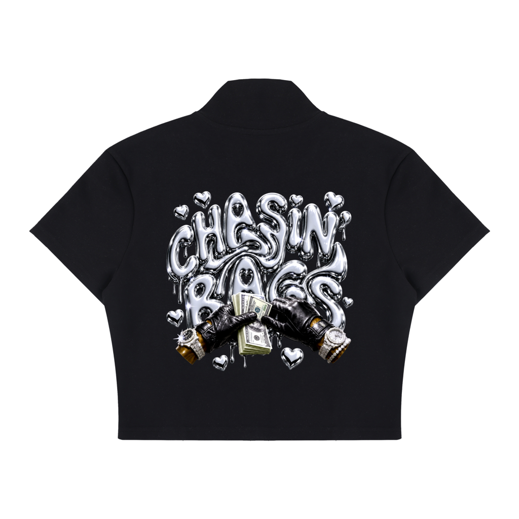 Women's Cropped Full Zip Short Sleeve T-Shirt