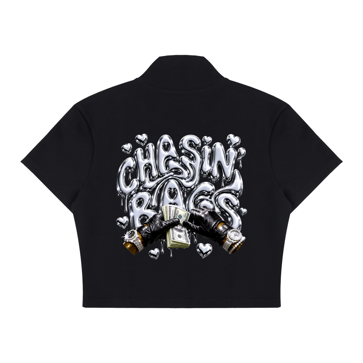 Women's Cropped Full Zip Short Sleeve T-Shirt