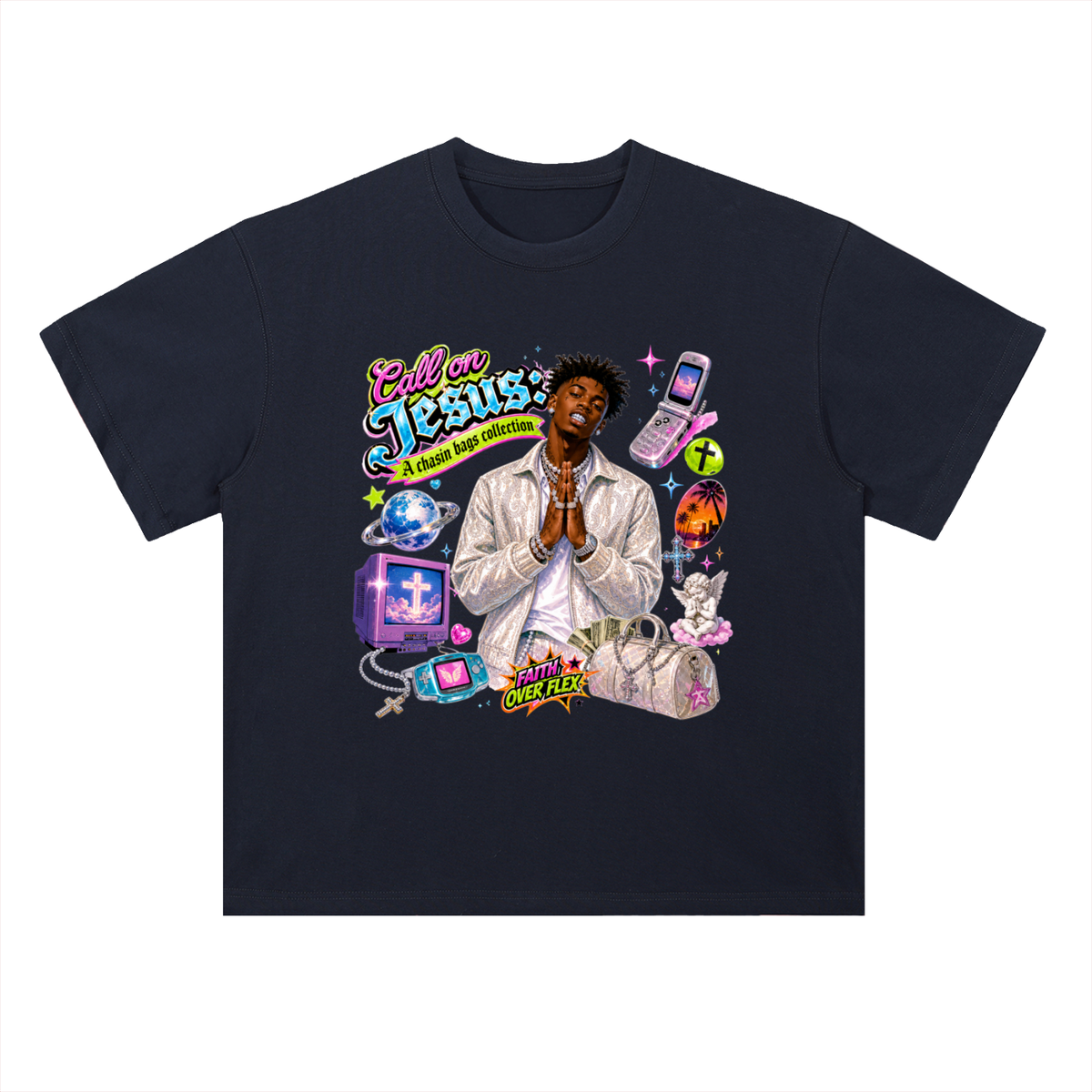 Call on Jesus Heavyweight Drop Shoulder Cotton T-Shirt