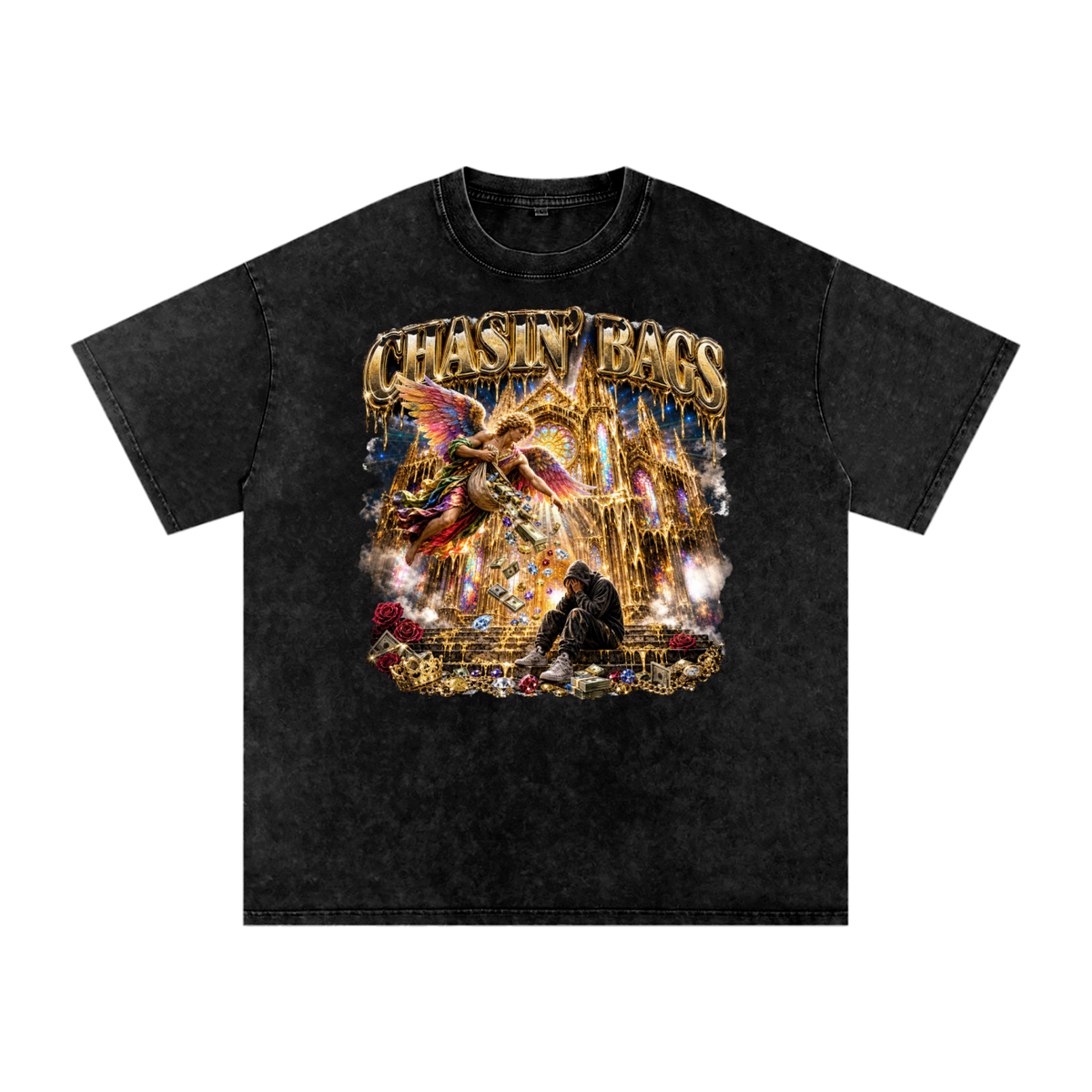 Snow Washed Oversized Cotton T-Shirt