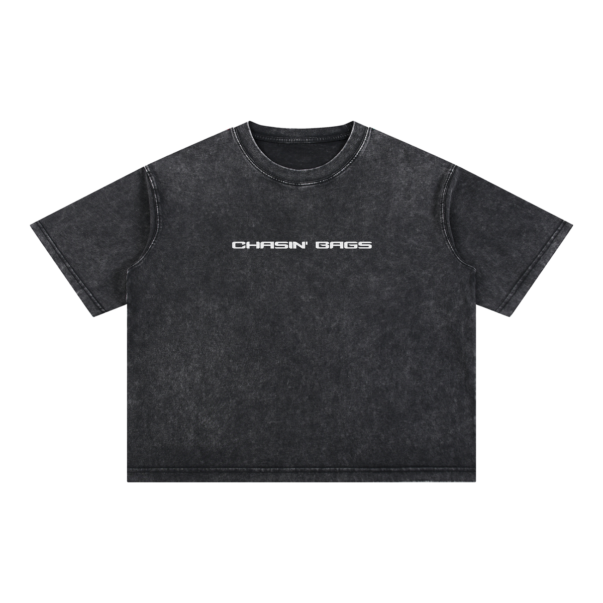 CB WHITE EMBROIDERY on a Mineral Wash Boxy Cotton T-Shirt
