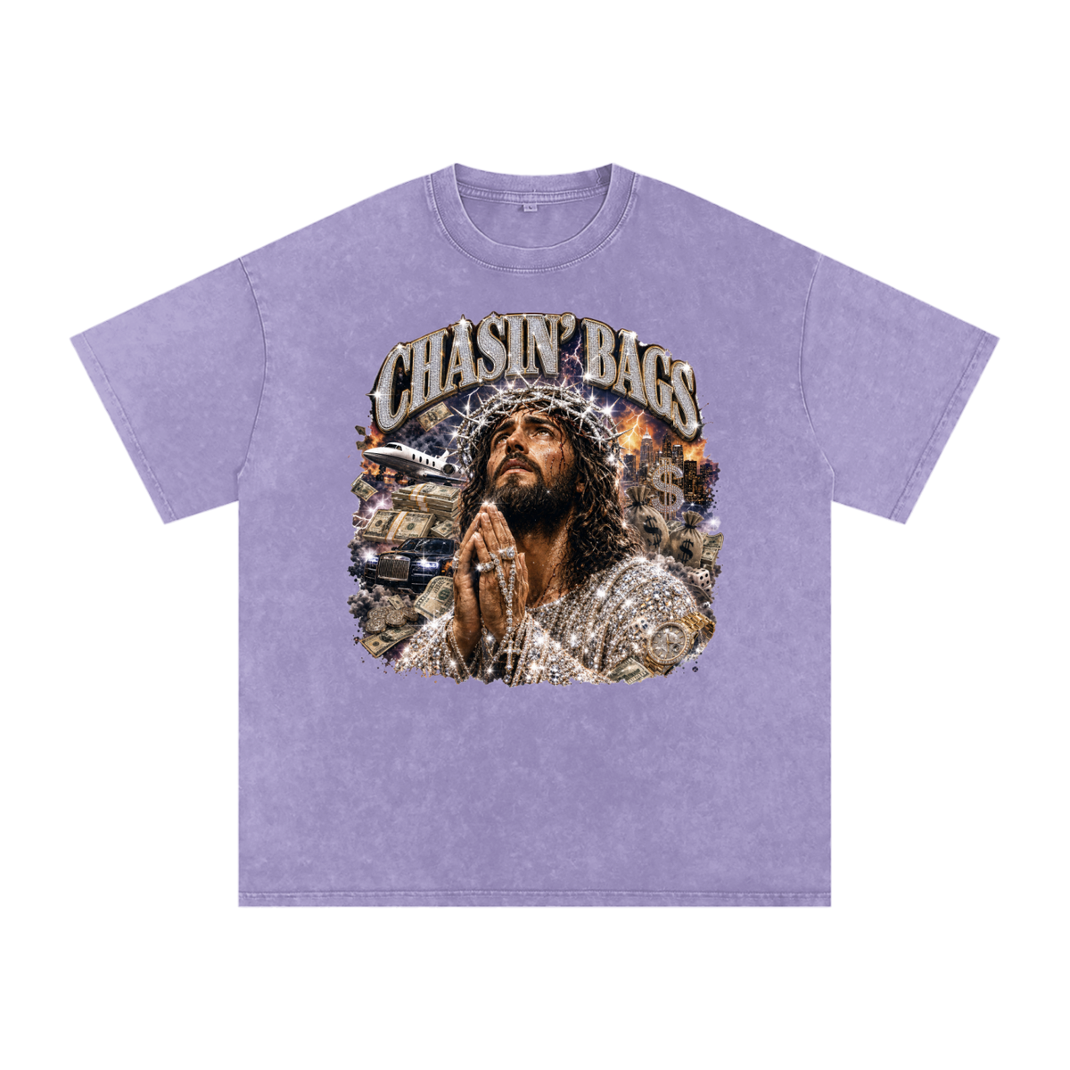 Snow Washed Oversized Cotton T-Shirt