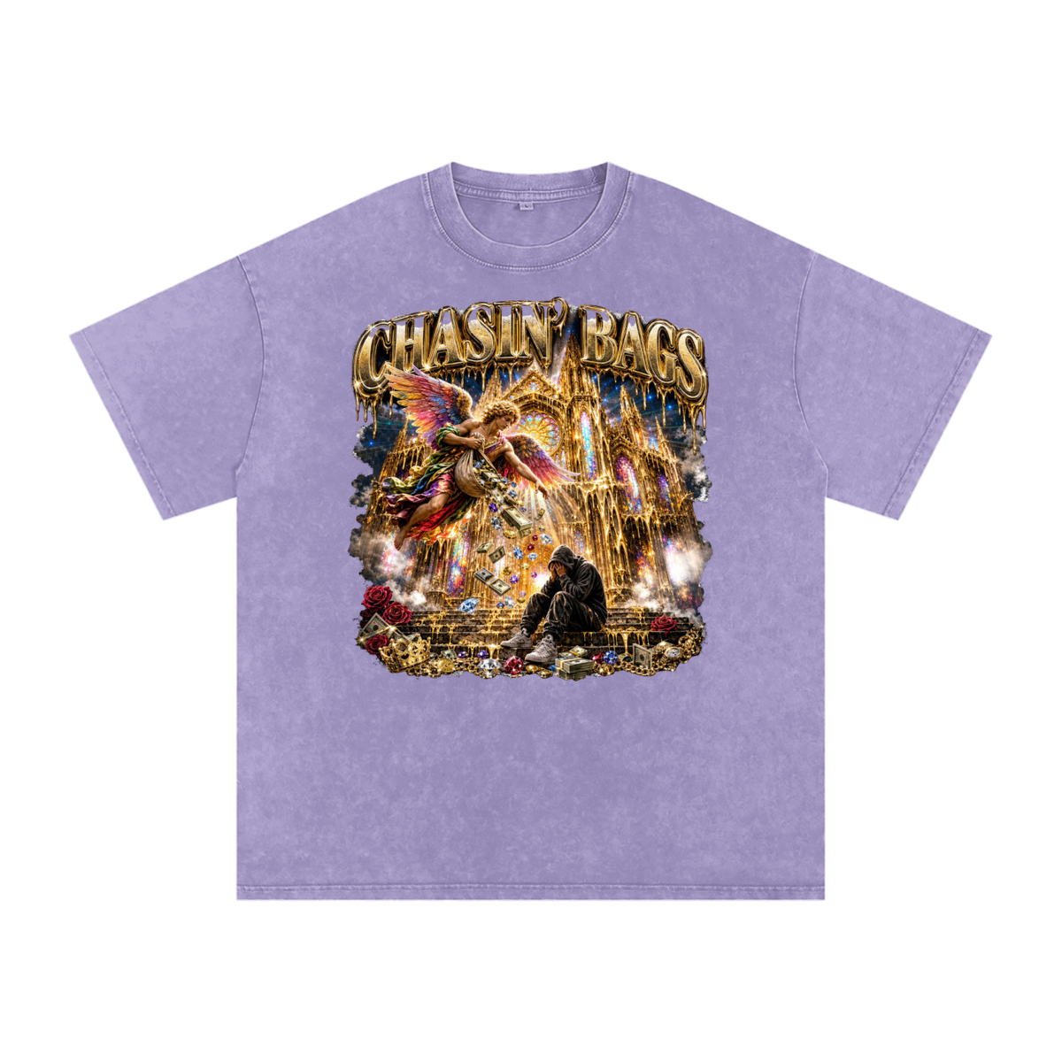 Snow Washed Oversized Cotton T-Shirt