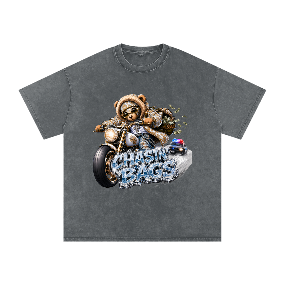 THE CHASE Snow Washed Oversized Cotton T-Shirt