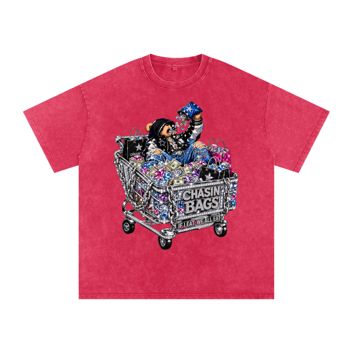 IF I EAT BEARY ON Snow Washed Oversized Cotton T-Shirt