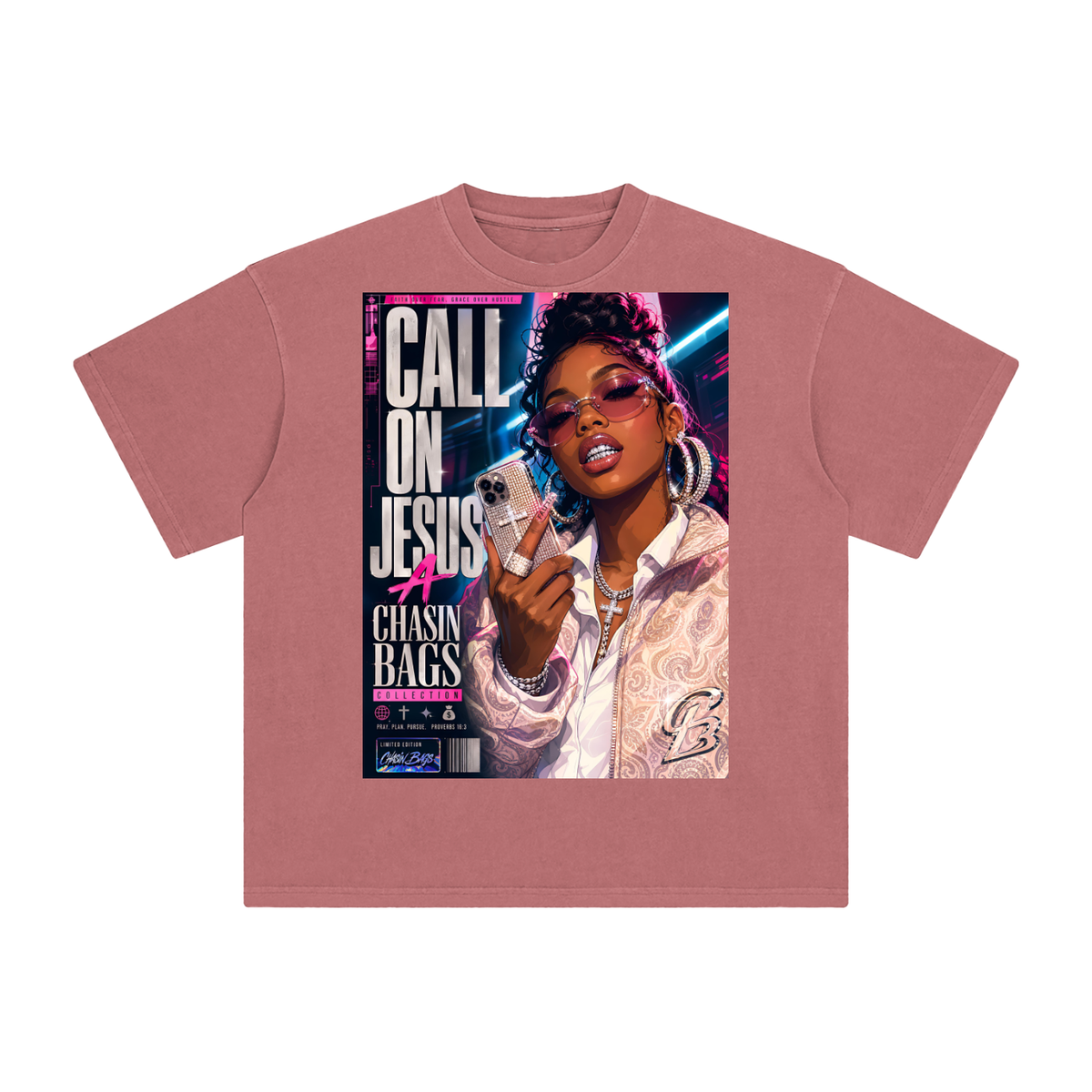 CALL ON JESUS Enzyme Washed T-Shirt