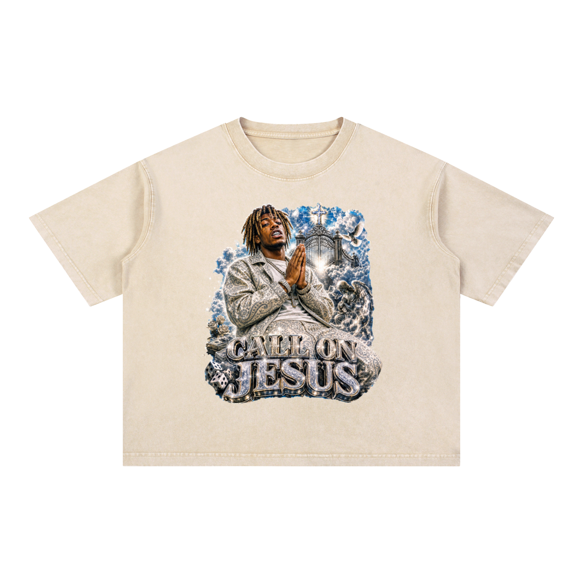 CALL ON Mineral Wash Boxy Cotton T-Shirt