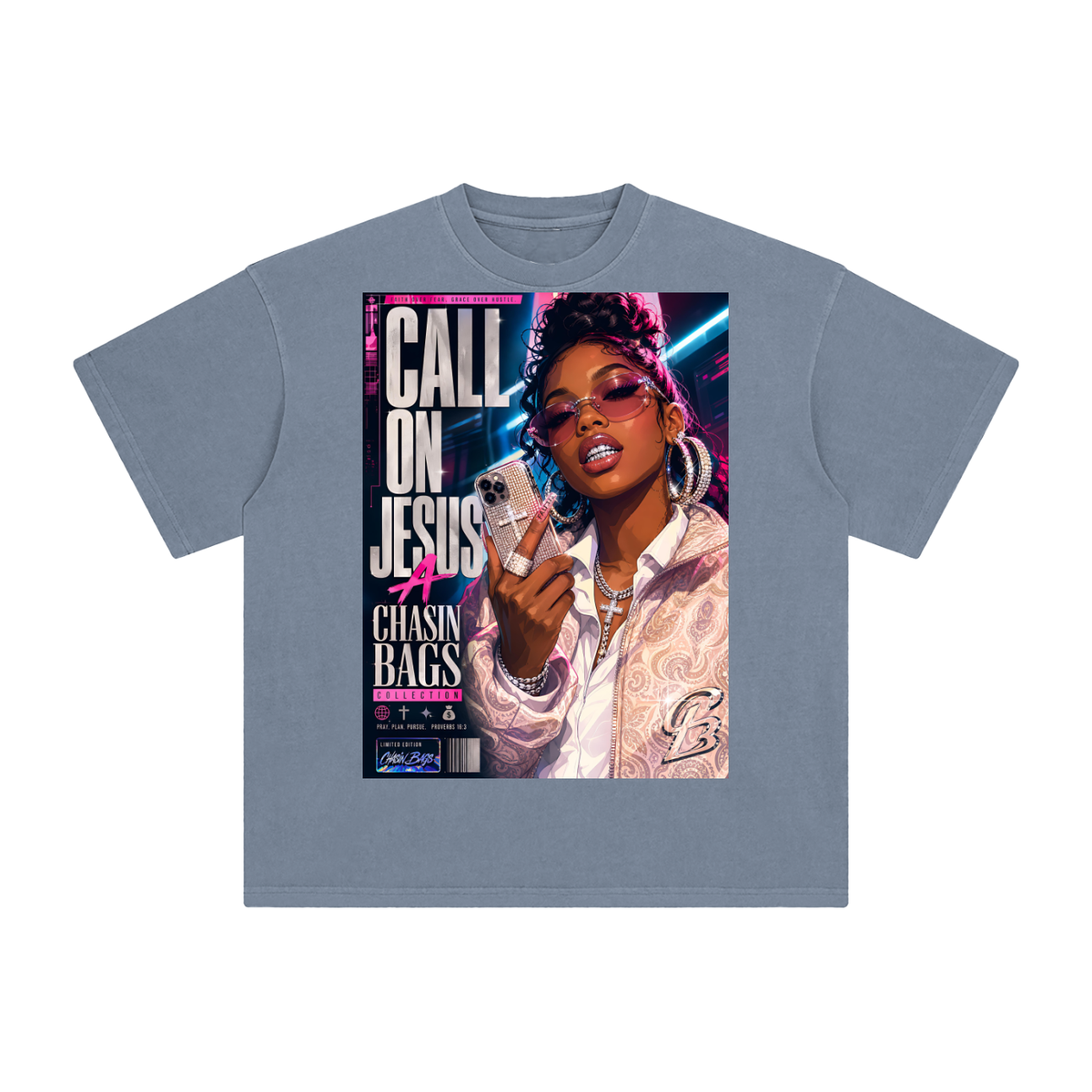 CALL ON JESUS Enzyme Washed T-Shirt