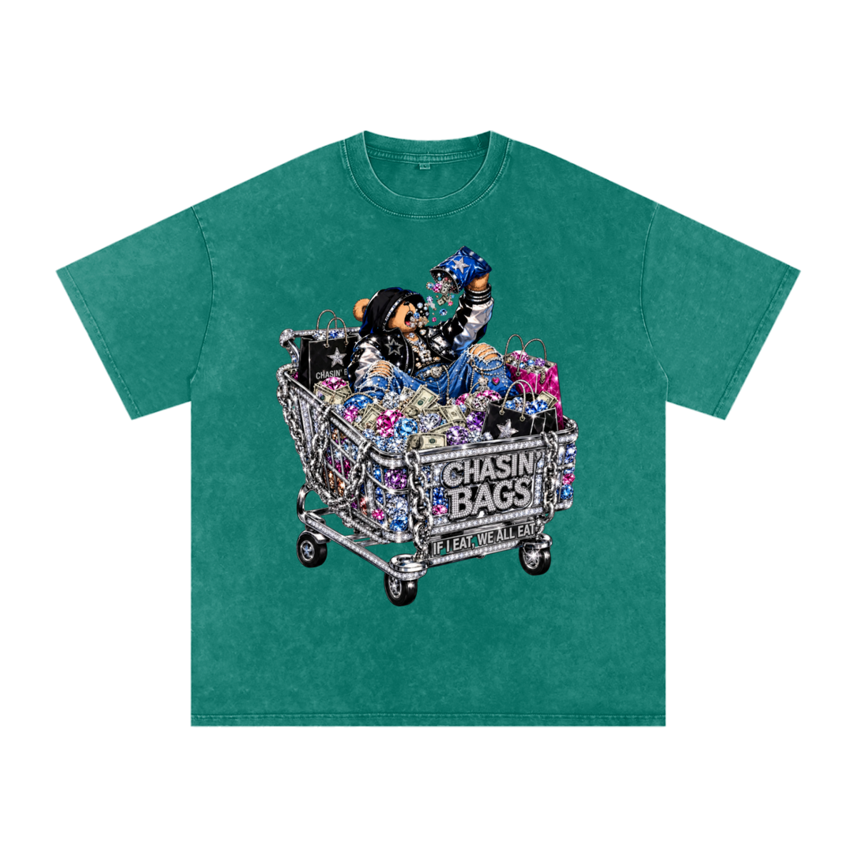 IF I EAT BEARY ON Snow Washed Oversized Cotton T-Shirt