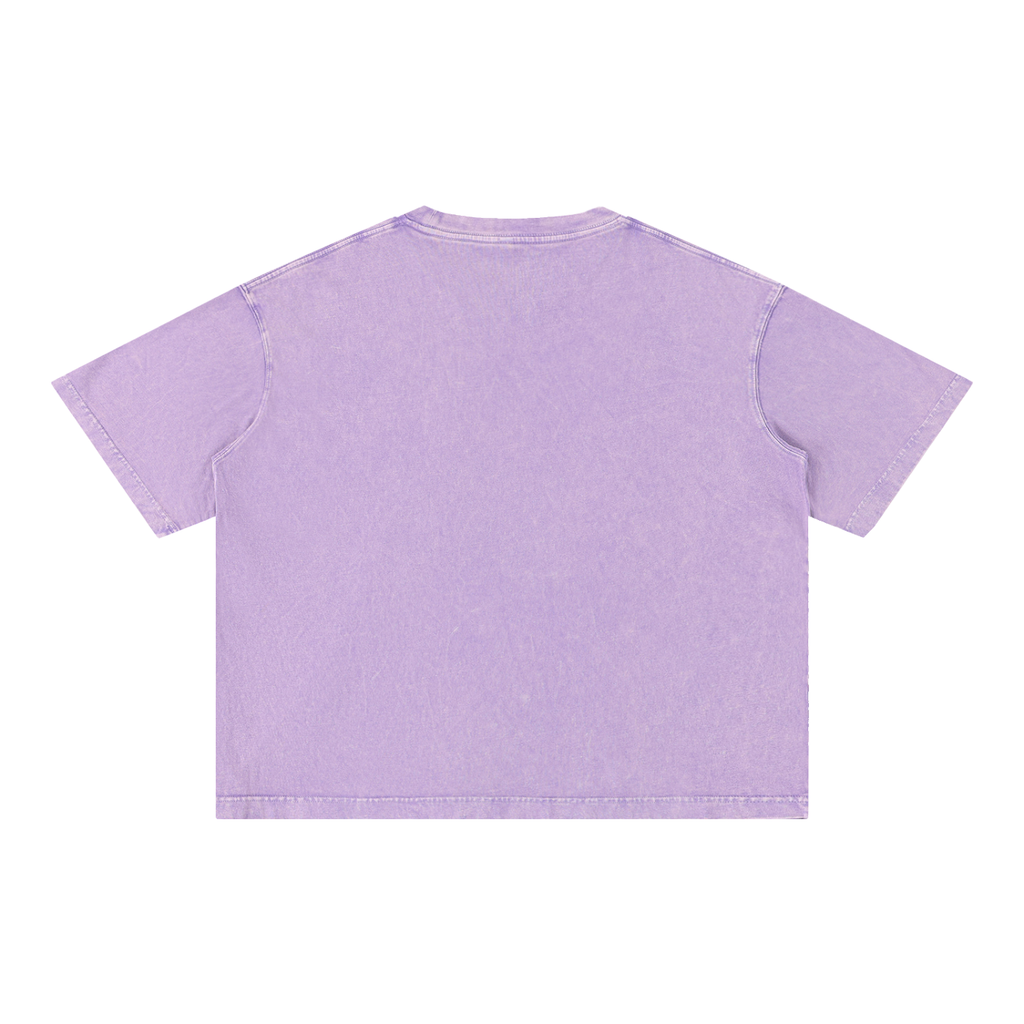 CB WHITE EMBROIDERY on a Mineral Wash Boxy Cotton T-Shirt