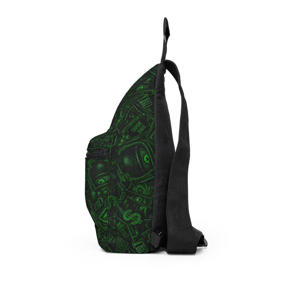 For JP Sling Bag — Green Dollar Print Crossbody for Casual Travel & Street Style