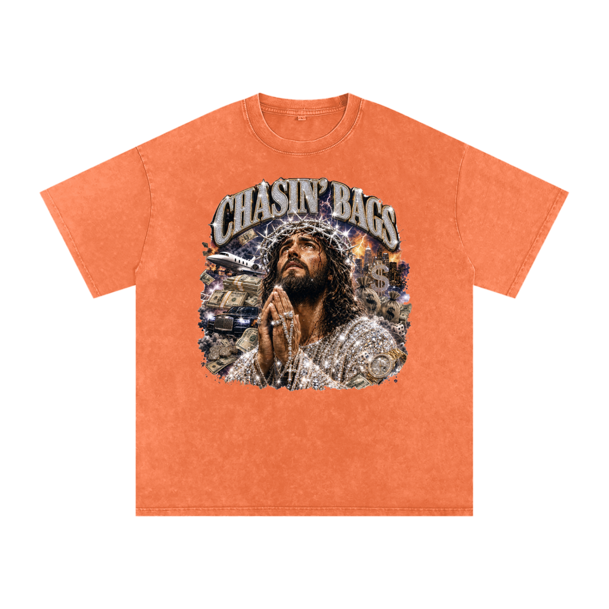 Snow Washed Oversized Cotton T-Shirt