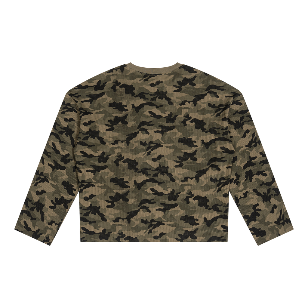 Beary Unisex Camo Waffle Raw Edge T-Shirt