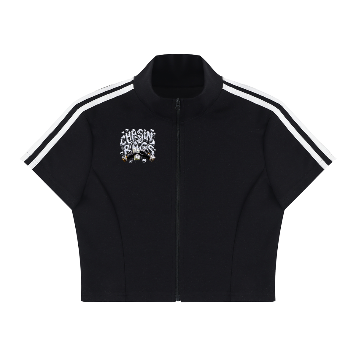Women's Cropped Full Zip Short Sleeve T-Shirt