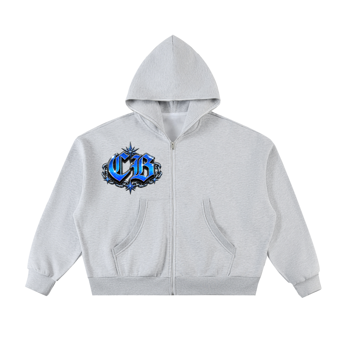 CB on Fleeced Full-Zip Boxy Hoodie