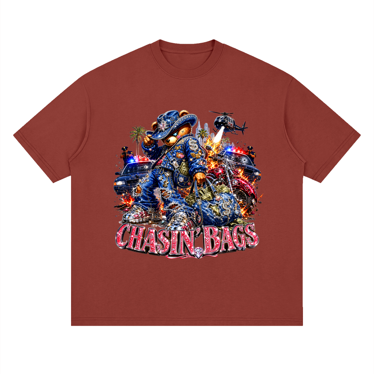 Chaotic cowboy beary Streetwear Loose Drop Shoulder T-Shirt