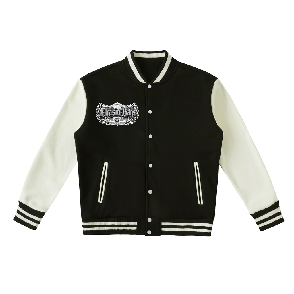 CB BEARY EATING ON Two-Tone Fleeced Varsity Jacket