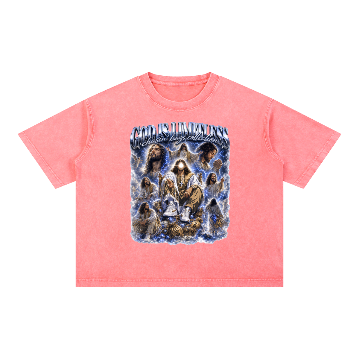 JESUS Mineral Wash Boxy Cotton T-Shirt