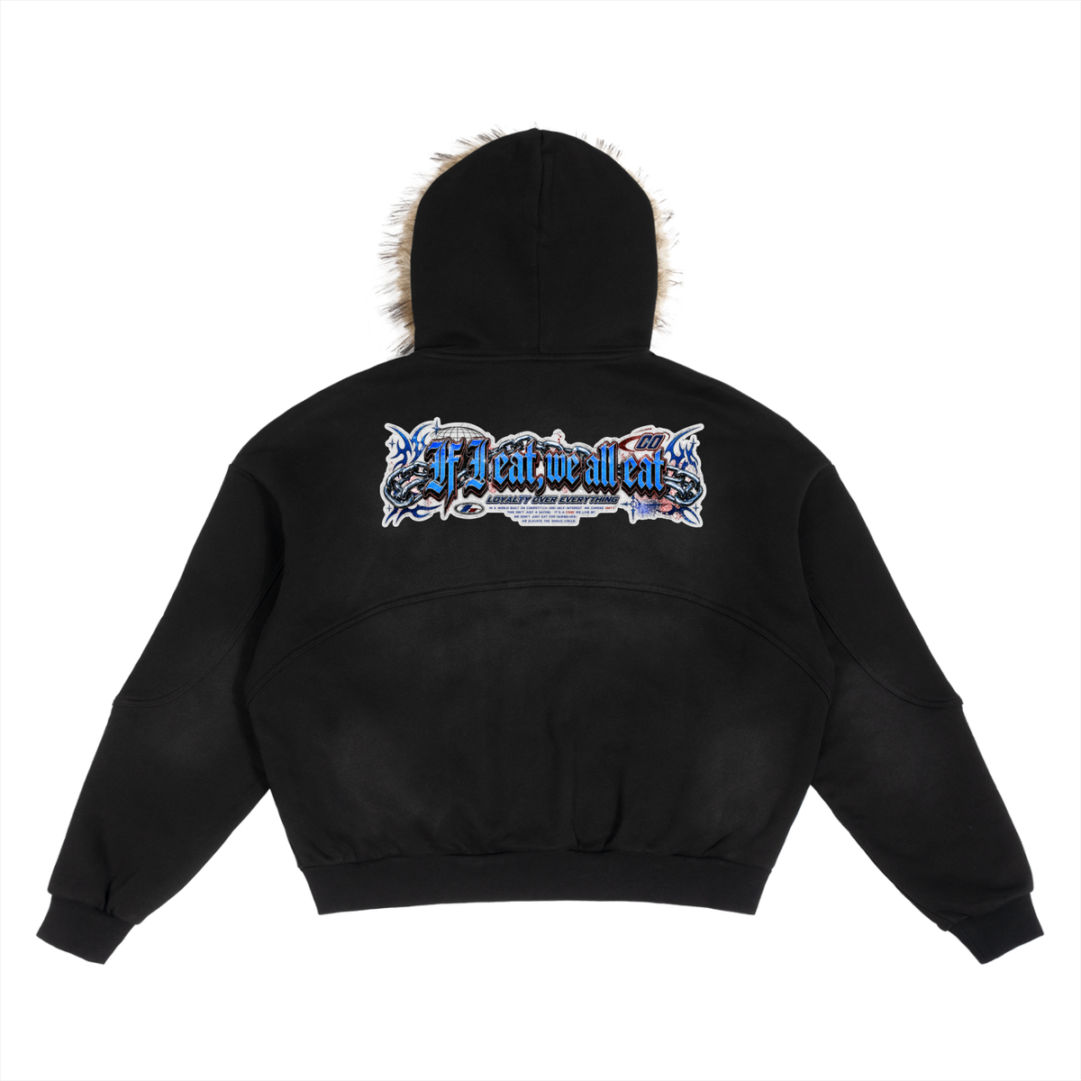 CB ON Sun Fade Boxy Detachable Fur Hoodie