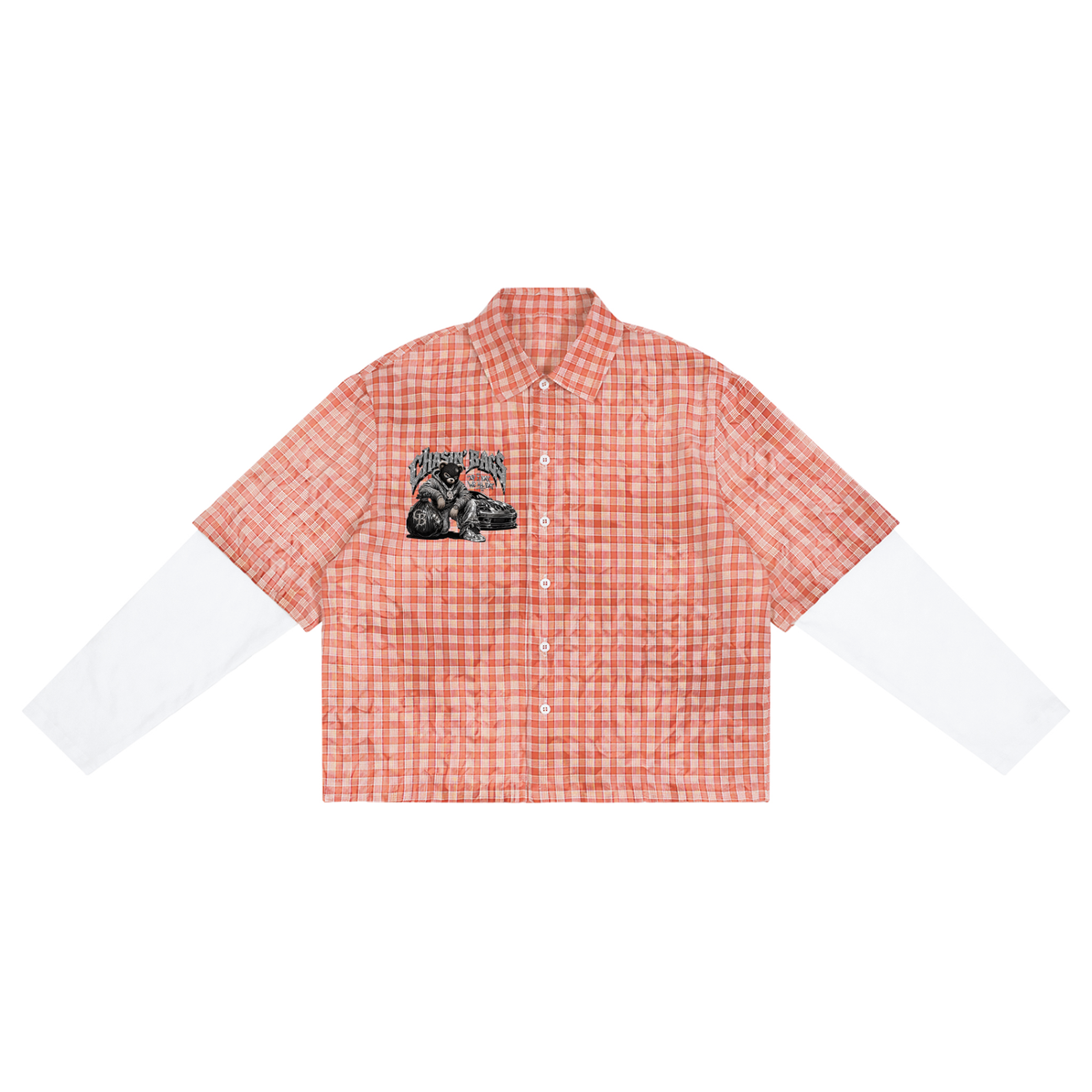 BEARY Unisex Vintage Wash Plaid Short Sleeve Shirt