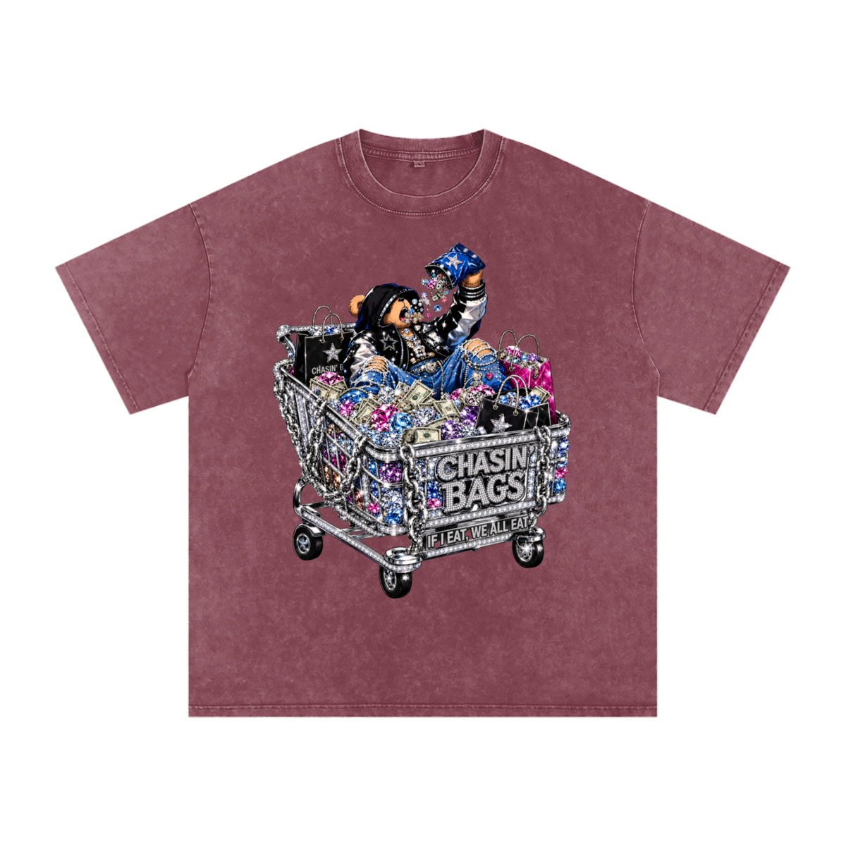IF I EAT BEARY ON Snow Washed Oversized Cotton T-Shirt