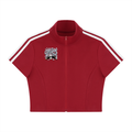 Women's Cropped Full Zip Short Sleeve T-Shirt