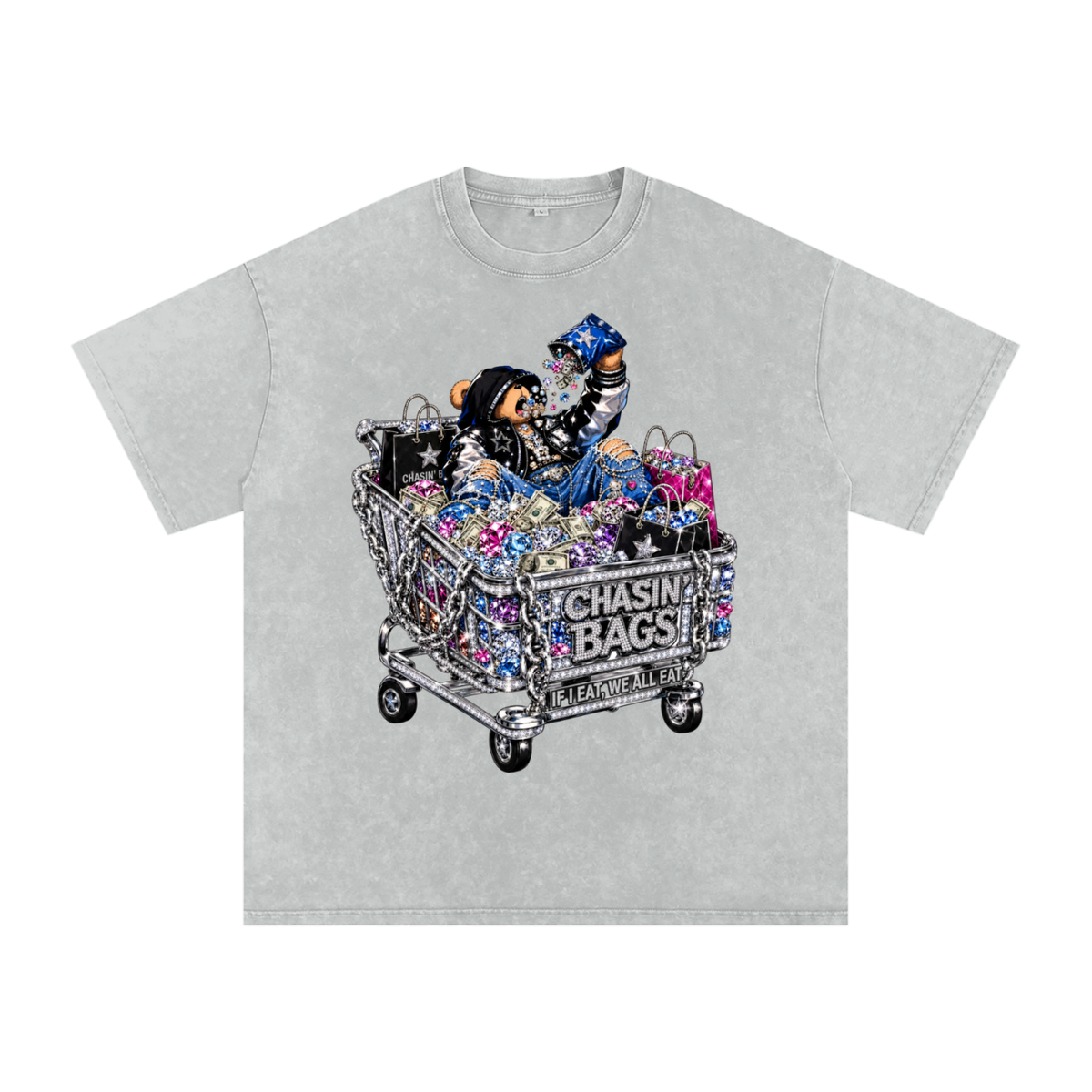 IF I EAT BEARY ON Snow Washed Oversized Cotton T-Shirt