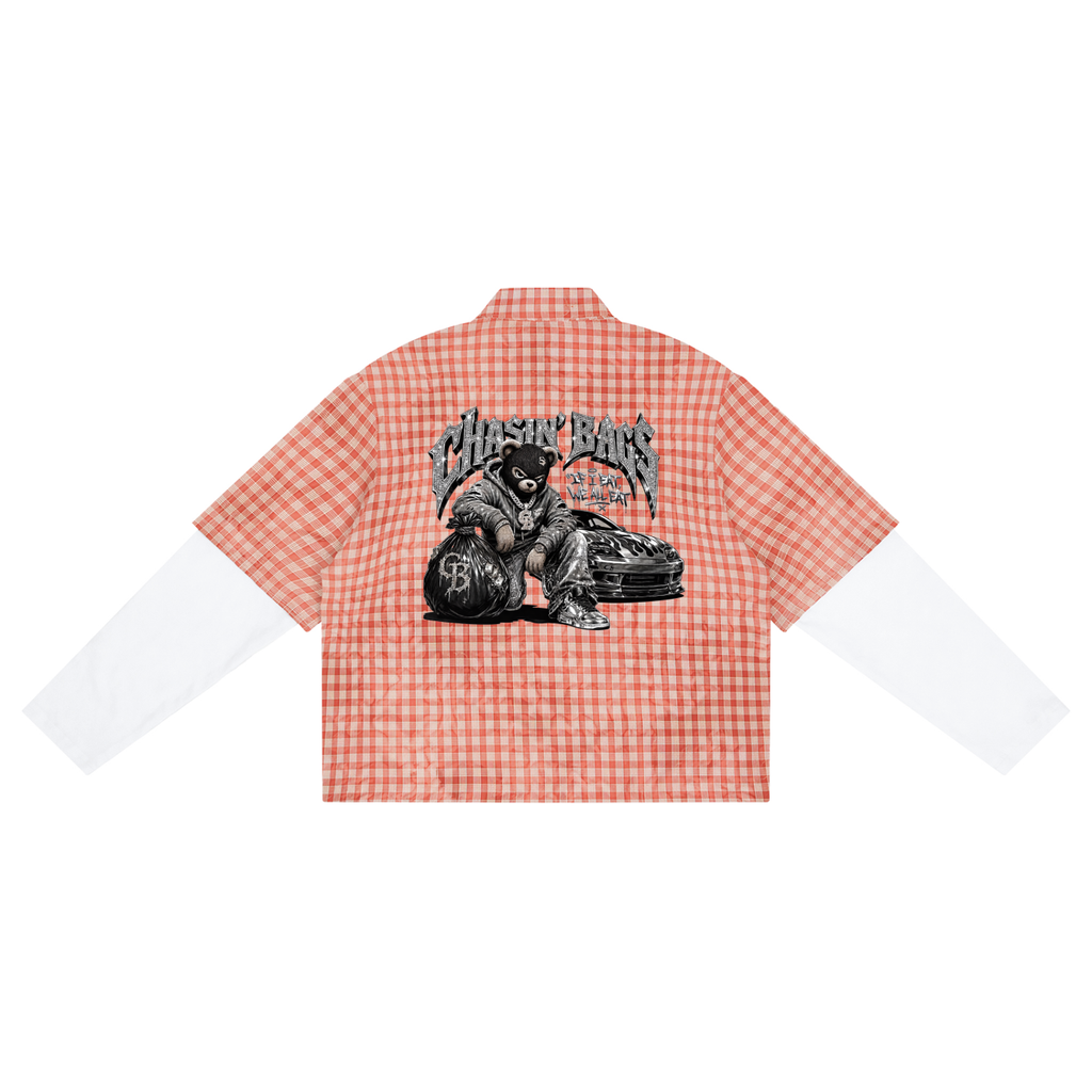 BEARY Unisex Vintage Wash Plaid Short Sleeve Shirt