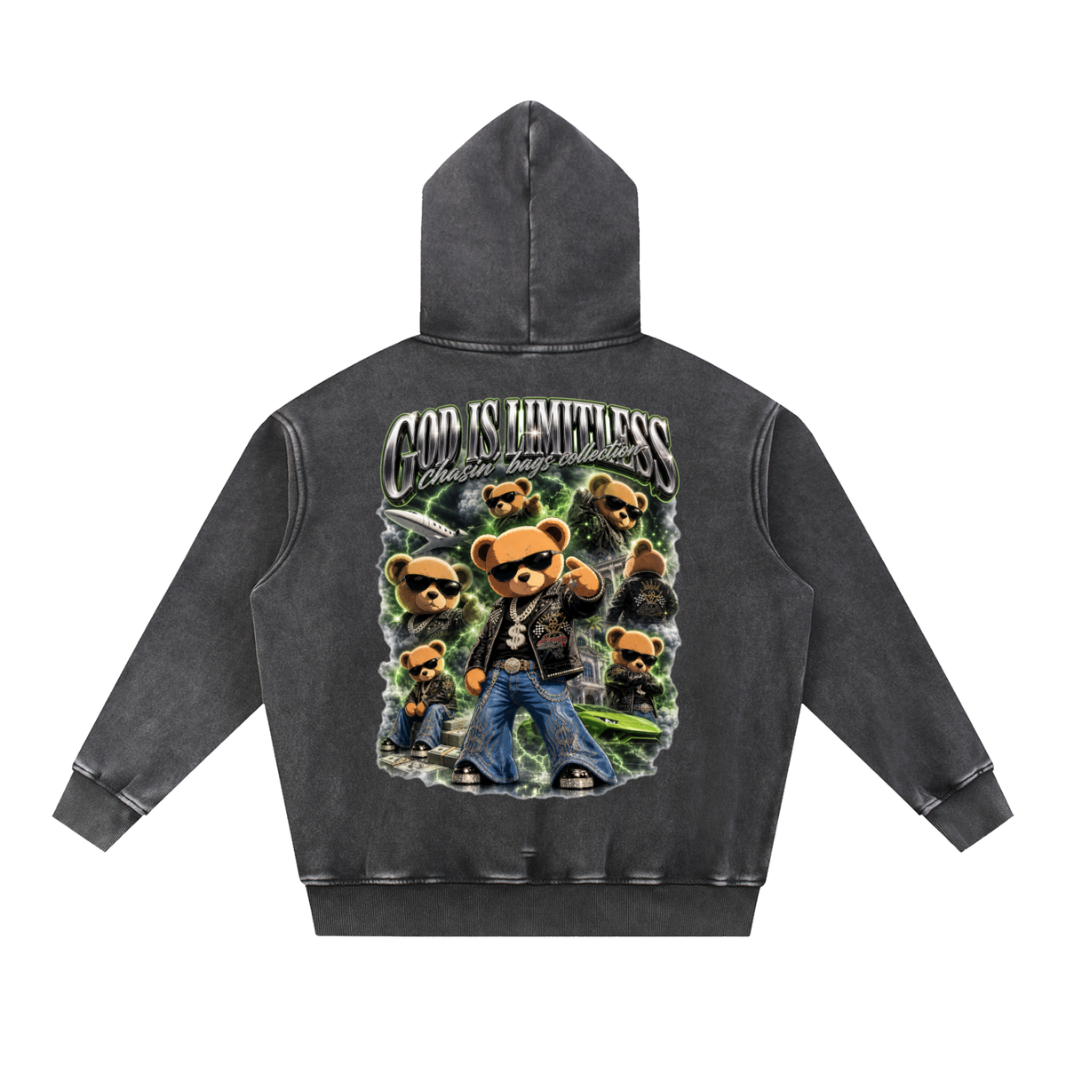 CB on Snow Wash Fleece Oversize Hoodie