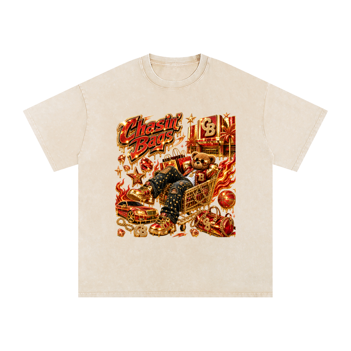 Snow Washed Oversized Cotton T-Shirt