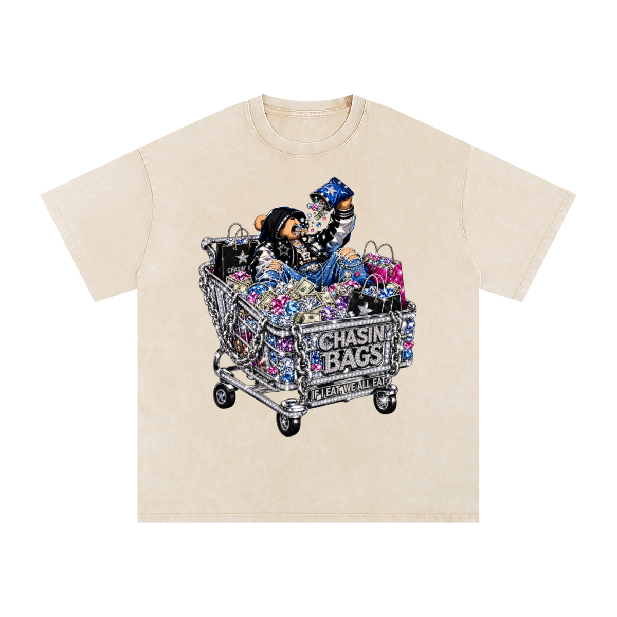 IF I EAT BEARY ON Snow Washed Oversized Cotton T-Shirt