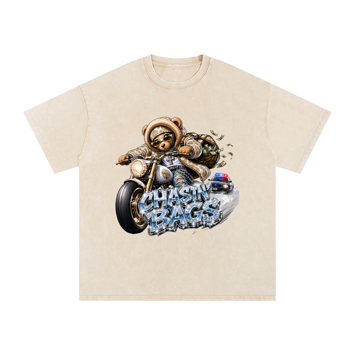 THE CHASE Snow Washed Oversized Cotton T-Shirt
