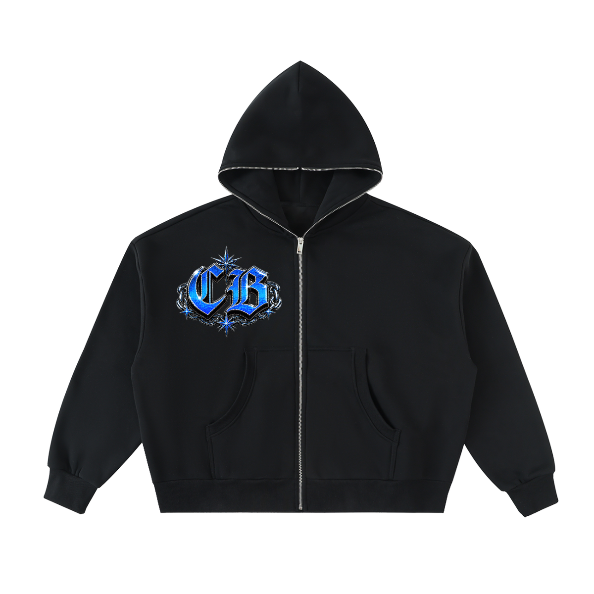 CB on Fleeced Full-Zip Boxy Hoodie