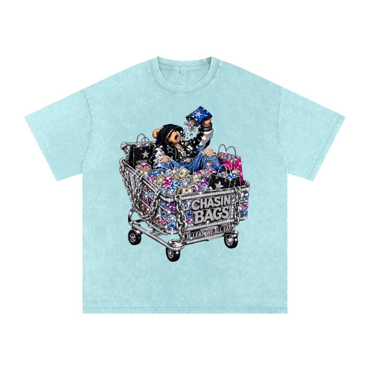IF I EAT BEARY ON Snow Washed Oversized Cotton T-Shirt
