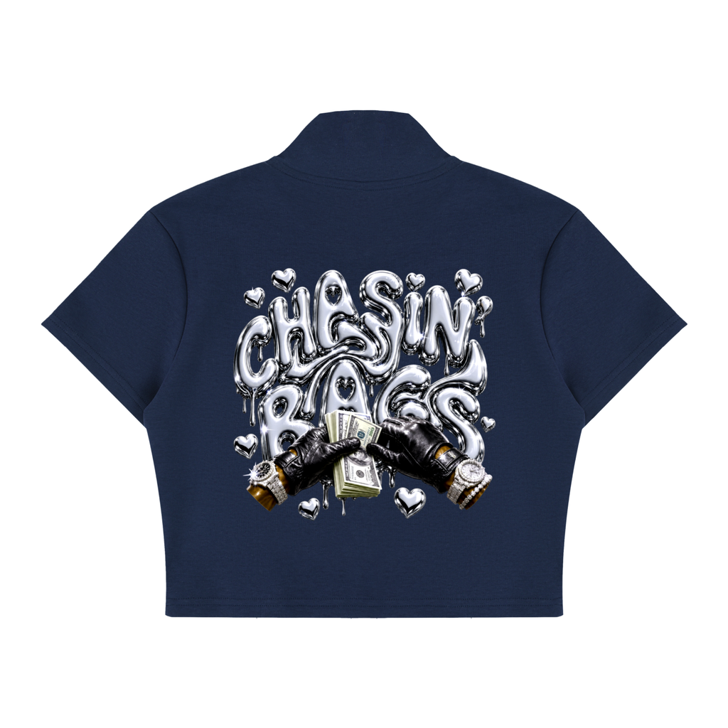 Women's Cropped Full Zip Short Sleeve T-Shirt
