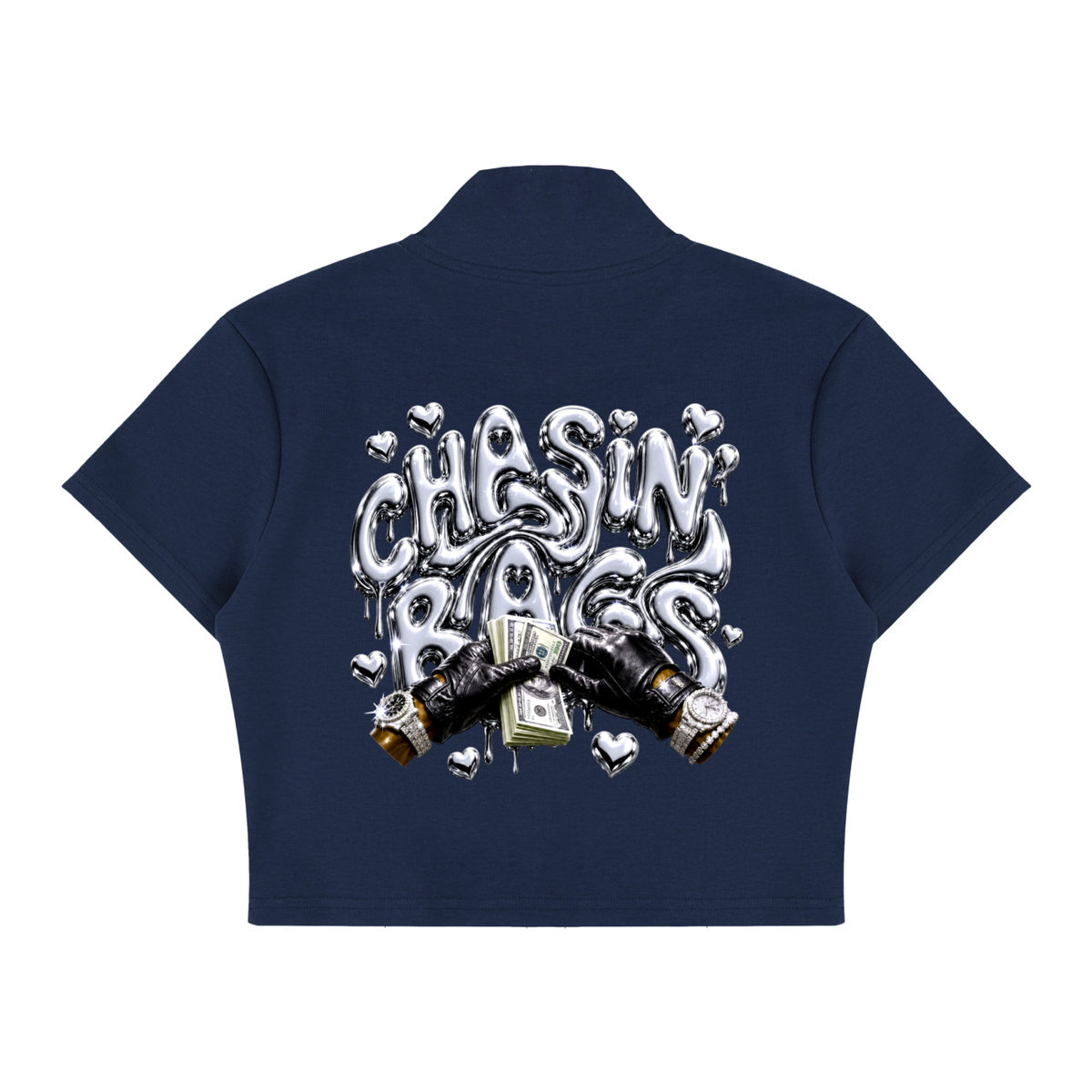 Women's Cropped Full Zip Short Sleeve T-Shirt