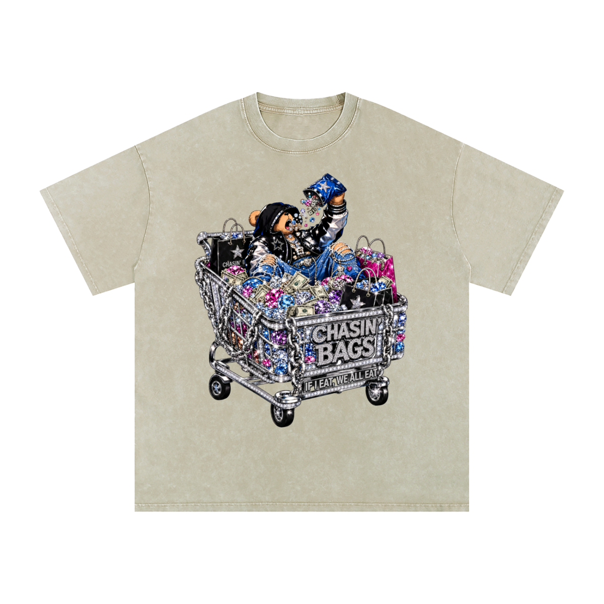 IF I EAT BEARY ON Snow Washed Oversized Cotton T-Shirt